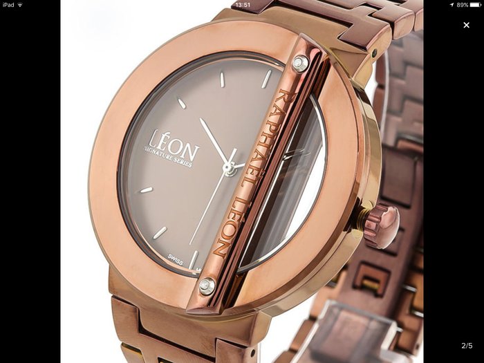 Raphael Leon edição limitada relógio de homem de designer, diamantes de 0,18 ct com detalhes de ligação galvanizada chocolate IP e ião preto, de 2017