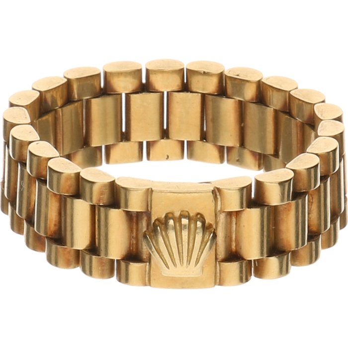 Yellow gold rolex link ring - Catawiki