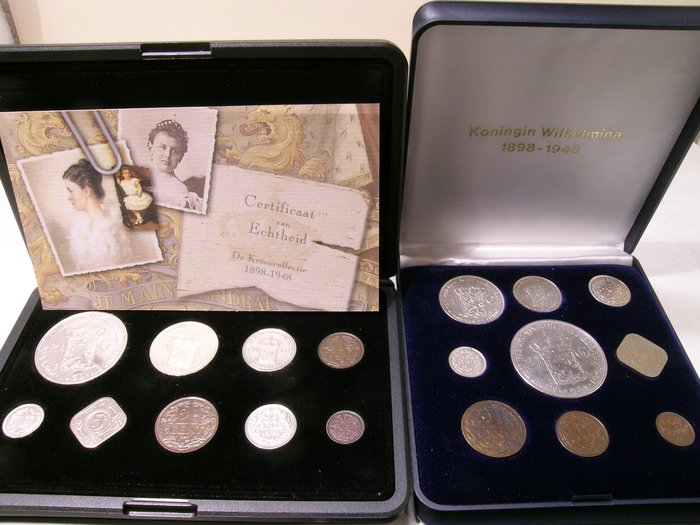 The Netherlands - Coin set "Crown collection 1898-1948 Wilhelmina" (2 sets) - including silver