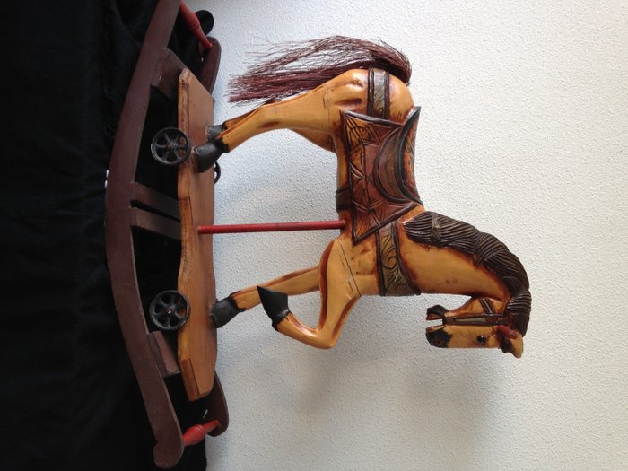 Aanpassen telex Aanpassen Vintage Wooden Rocking Horse Decoration - Catawiki