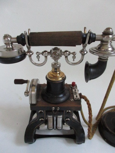 Antique wall phone LM Ericsson Jydsk Telefon Aktieselskab, ‘Eiffel Tower’ skeleton