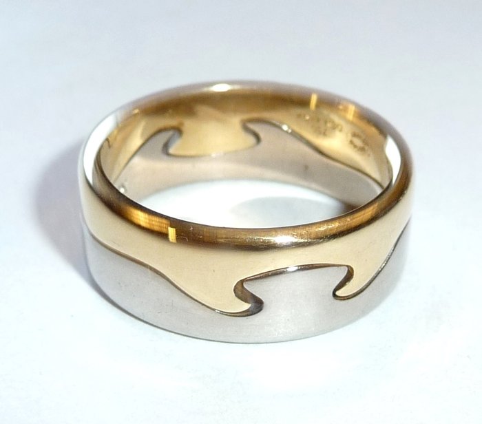 Georg Jensen - double ring from the series "Fusion" in 18 kt / 750 gold - puzzle ring