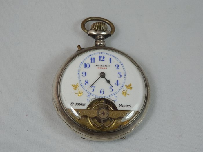 Orator (Hebdomas) pocket watch – 8 days – Swiss – 1930 approx.