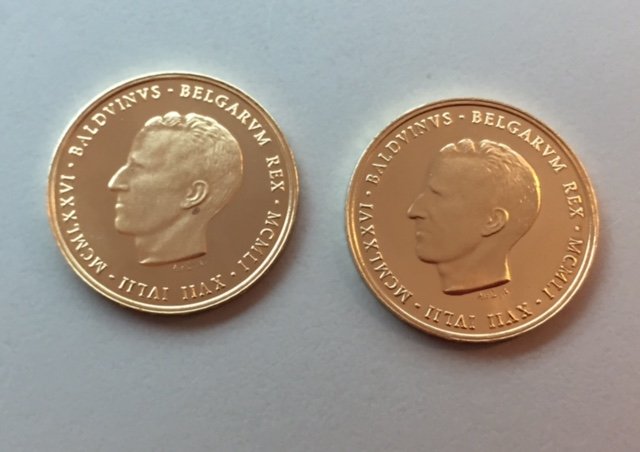 Belgique – Médaille « Boudewijn 1951-1976 » (2 pièces) – Or