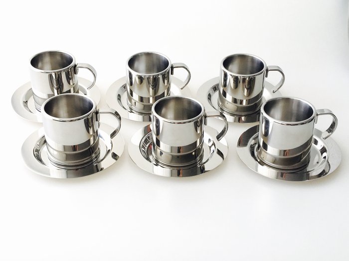 Meber Italy - set of 6 espresso cups and saucers with timeless design.