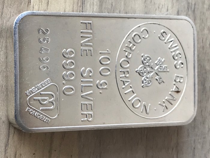 100 Gram Silver Bar Swiss Bank Corporation Catawiki