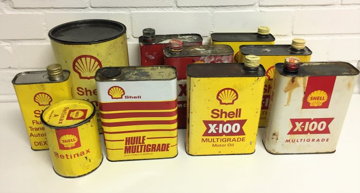 Collection of Shell oil cans