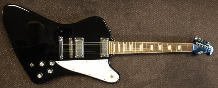 Nieuwe Bach Firebird electrische gitaar, non-reverse headstock, kleur zwart