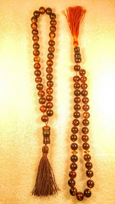Set of 2 Baltic Amber Prayer Tasbih Misbaha Komboloi beads, 69gr