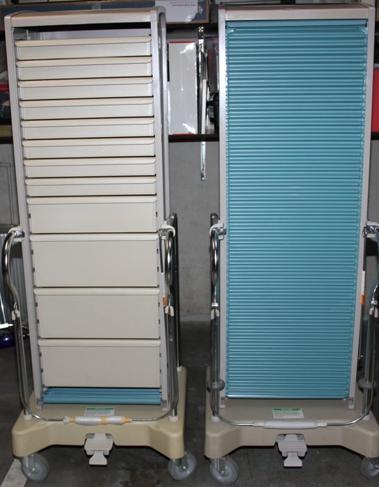 2 Herman Miller Adjustable Drawers Medical Storage Cabinet Supply