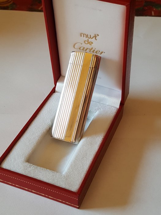 925 Silver and gold CARTIER lighter, full 750 (solid Gold 18 k) No plated, lighter briquet