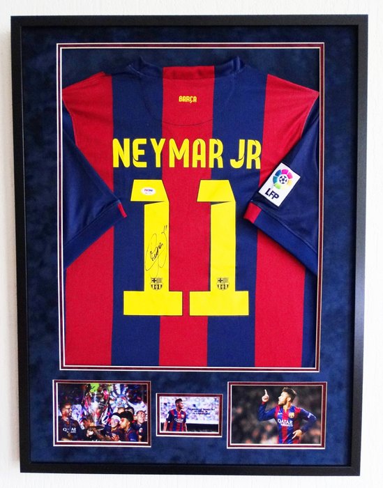Neymar Jr. origineel gesigneerd FC Barcelona shirt - Premium Framed + Letter of Authenticity van PSA  (met foto van item in database)