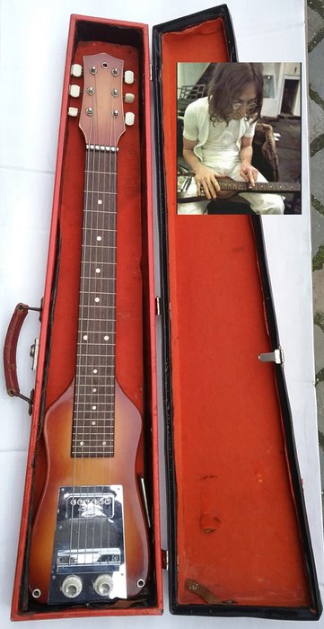 Lapsteel HOFNER 111 - années 60's - guitare hawaïenne "John Lennon" + original lapsteel bottleneck +  original hardcase