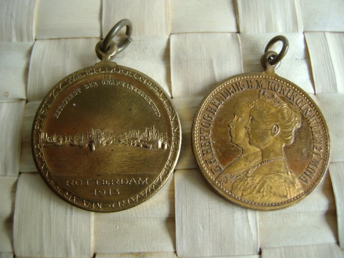 The Netherlands - Coin '100 Years of Dutch Independence 1813-1913' and 'Mariiage Wilhelmina and Prince Hendrik 1901'. 
