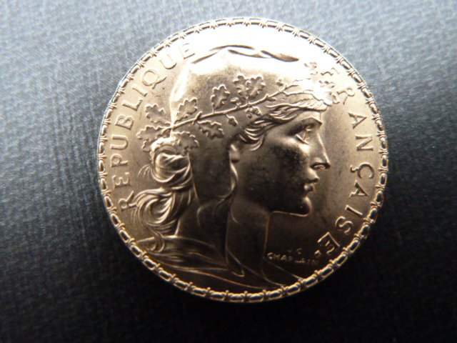 France – 20 Francs, 1913 'Rooster' – Gold