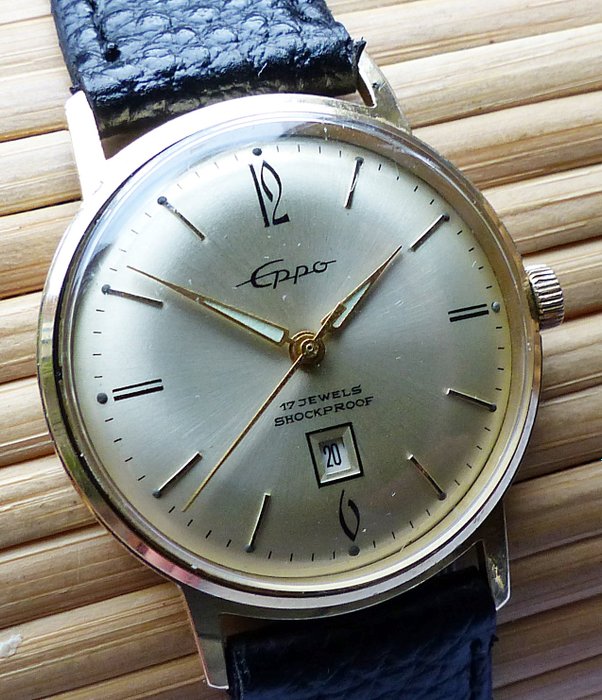 EPPO 17 jewels with date -- men's wristwatch from the 1960s -- rare collector's item.
