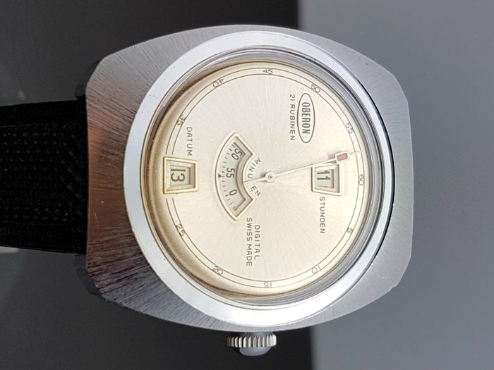 Oberon Digital Automatik – Herrenarmbanduhr – hergestellt in der Schweiz – 1970er
