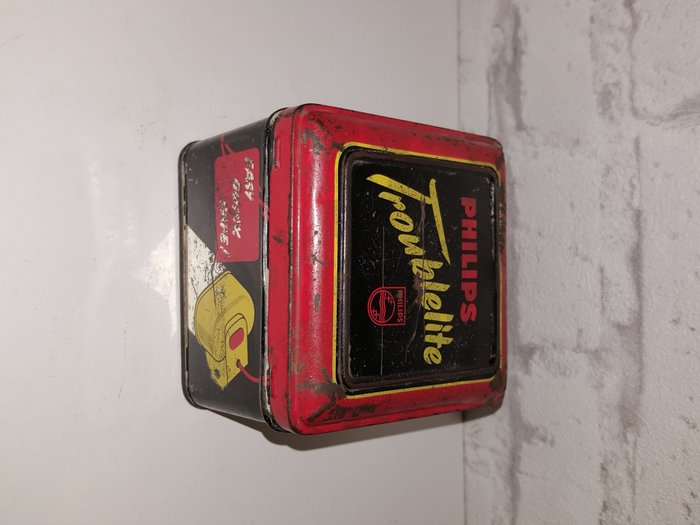 Vintage Philips Troublelite - Dim; L. 9 cm x W. 9 cm x H. 7 cm - with original tin packaging - (1955)