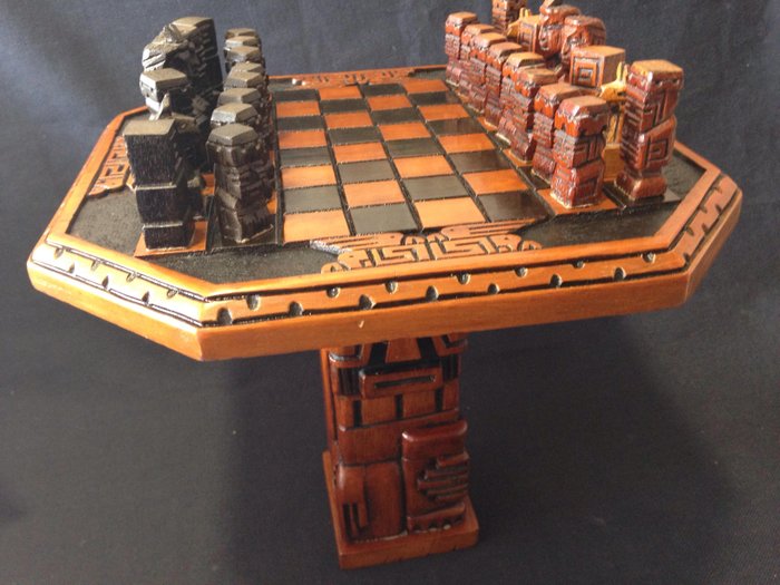 Ancient Mayan chess carved in ebony