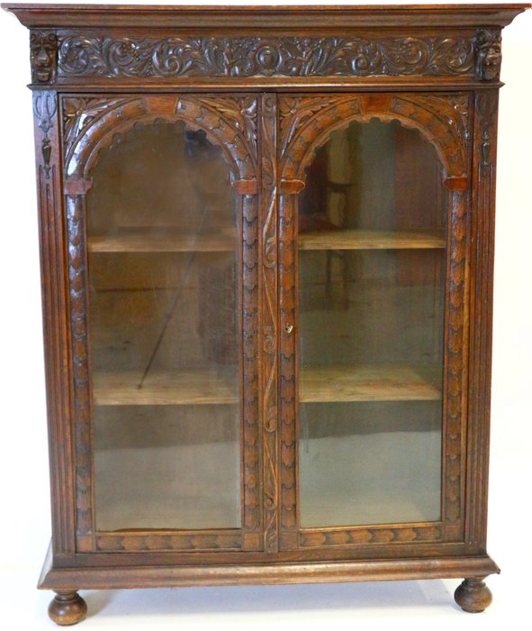 Mechelen Oak Bookcase With Doors Circa 1900 Later Provided With
