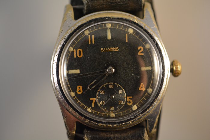 Orologio tedesco Silvana da uomo/soldato degli anni 40, Seconda Guerra Mondiale DH  