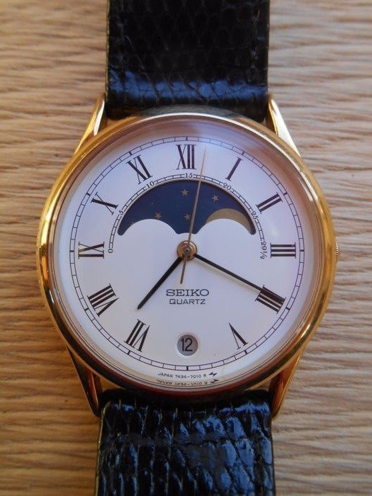Seiko Quartz 7434-7000 "Moonphase" – Men's wristwatch – 1980
