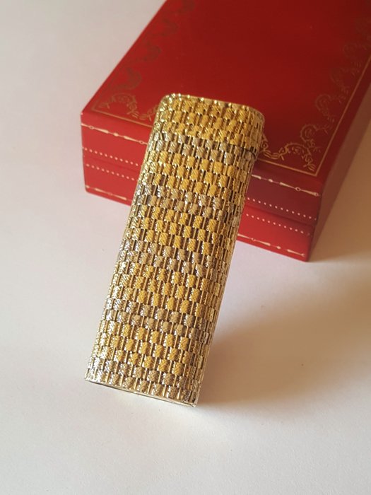 Cartier lighter, weave in yellow and white solid GOLD (not plated) 750 (18 k), lighter, briquet