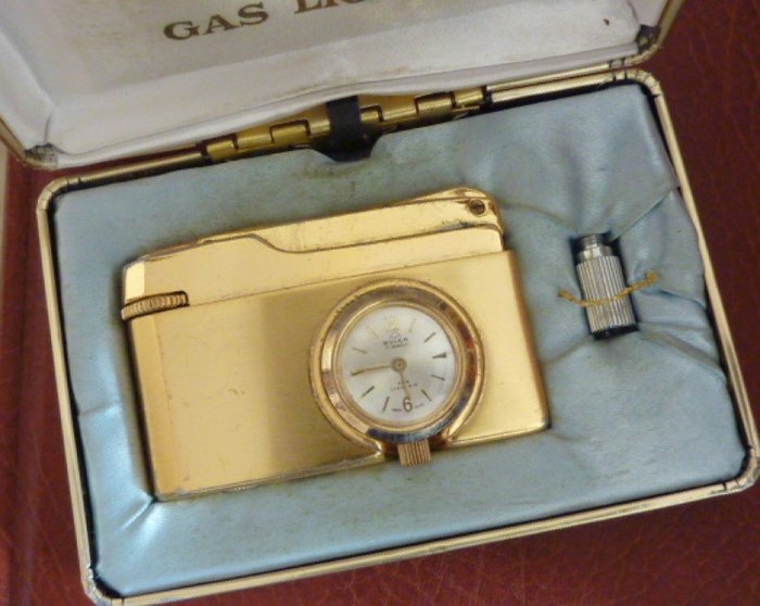 1975 Buler gas lighter & Swiss clock mechanism 17jewels boxed