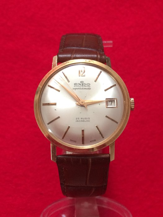 Expo 2000 Swiss 18k Gold Automatic Men's Wristwatch 