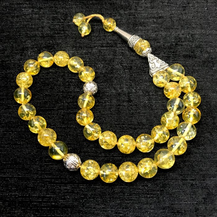 Islamic prayer beads, natural Baltic amber beads of 10 mm, kehribar tesbih 