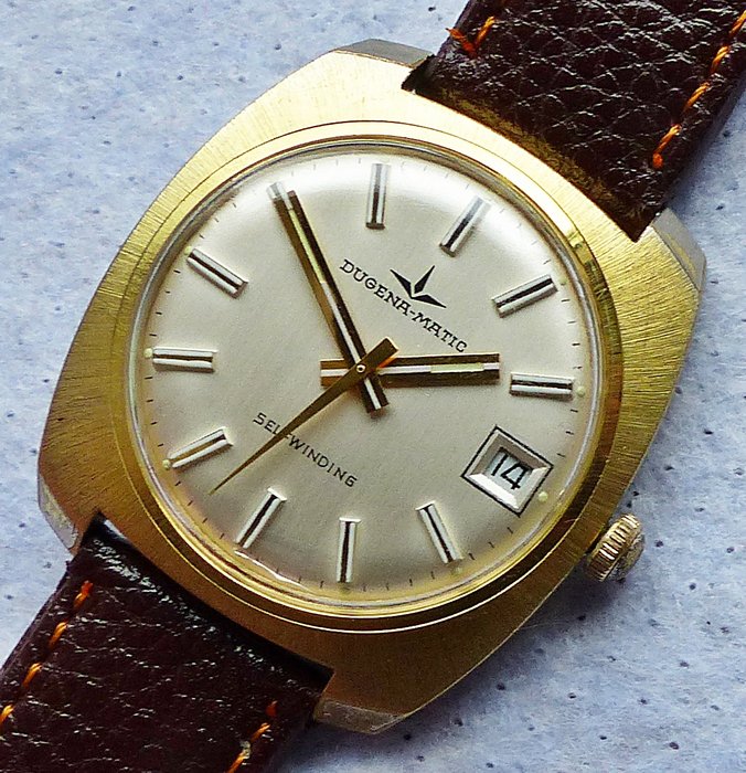 Dugena-Matic self-winding with date, 25 jewels -- 1970s men's wristwatch