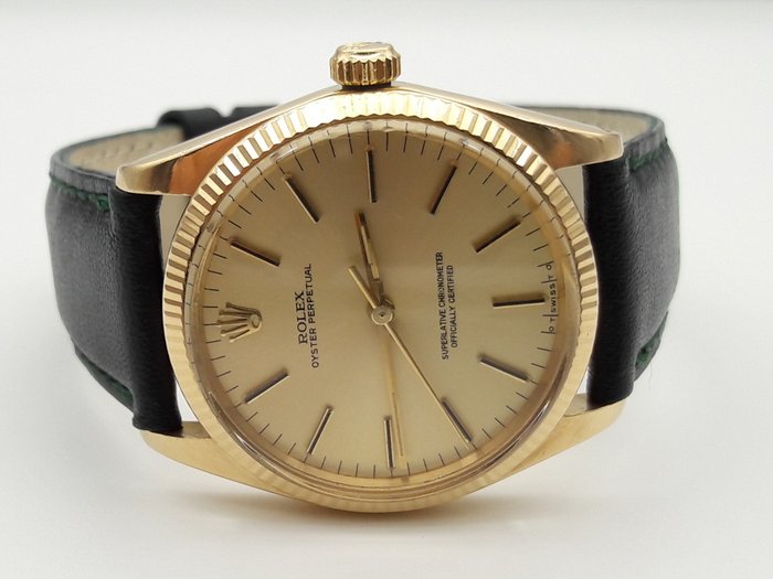 Rolex Oyster Perpetual, 18 kt gold, Ref: 1005, 1973, men's wristwatch