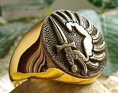 22 Grams Foreign Legion French Army Ring Parachute massive Hypoallergenic 316L surgical steel 24kt Gold Plated 21st century
