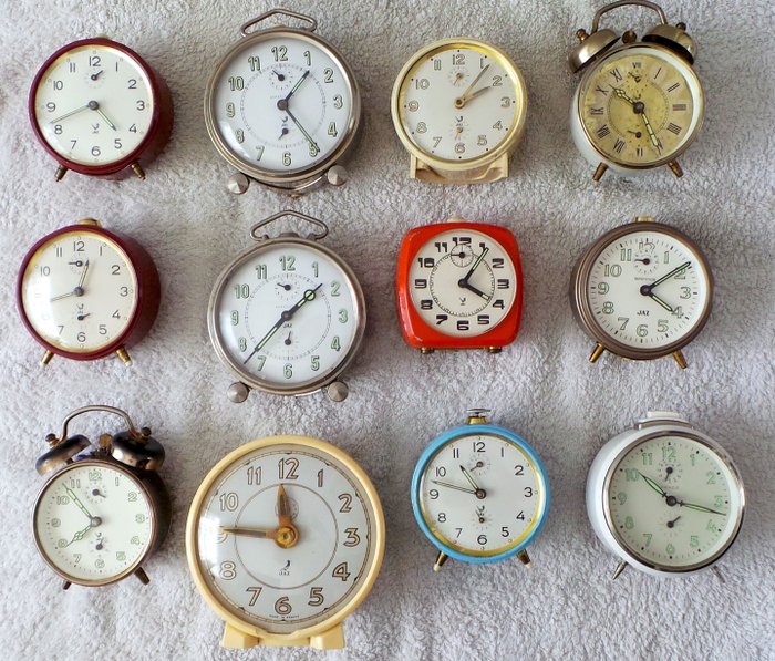 JAZ/KIENZLE Alarm clocks- collection of 11 JAZ and one KIENZLE- made between 1970-1980