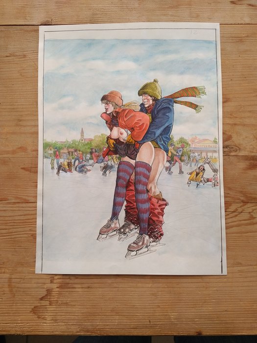 Altuna, Horacio - Original colour drawing - Ice hockey - Playboy