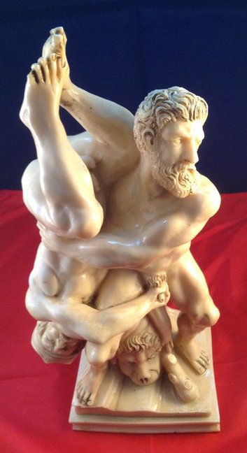 Statue depicting struggling Hercules and Diomedes after 16th century example - 1960s