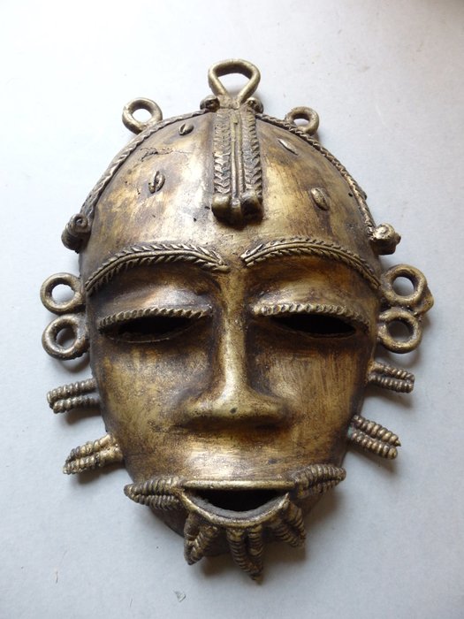 African mask in bronze - ASHANTI - Ghana