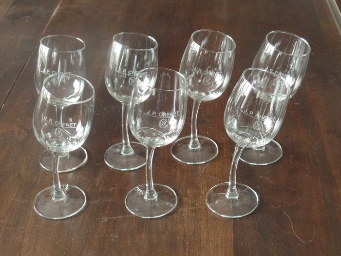 J.P. Chenet - Seven rare crystal wine glasses.