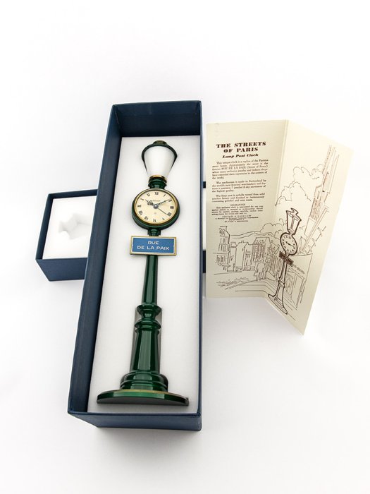 Jaeger-LeCoultre table clock with 8-days movement – Lantern "Rue de la paix" with box – 1960s