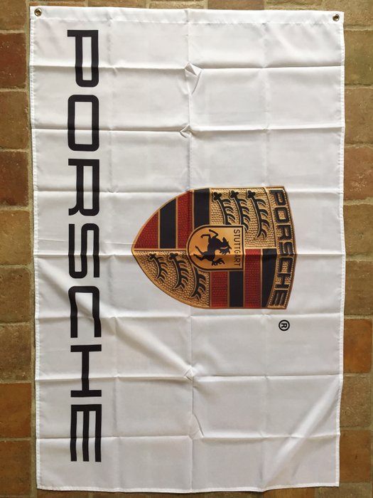 Porsche - Lot of 2 items - New flag (90 x 140 cm) + advertising Catalogue (08/1991) Porsche 911 964 type