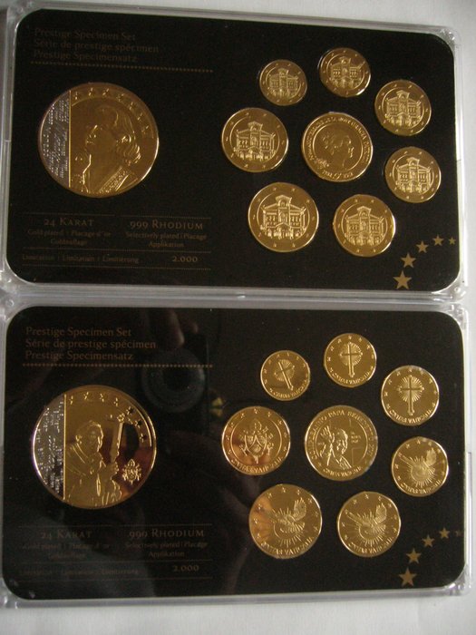 Monaco & Vatican - Prestige Specimen Set (x2) - 24K Gold plated 