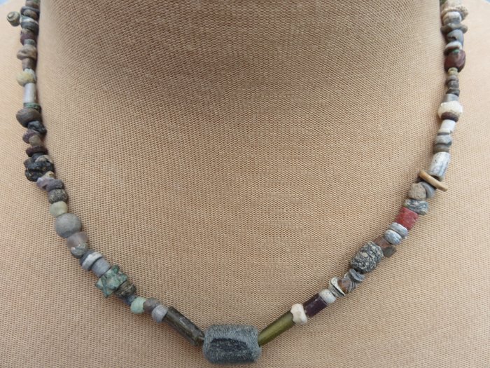 Near East - Archaeological beaded necklace with stone and ...