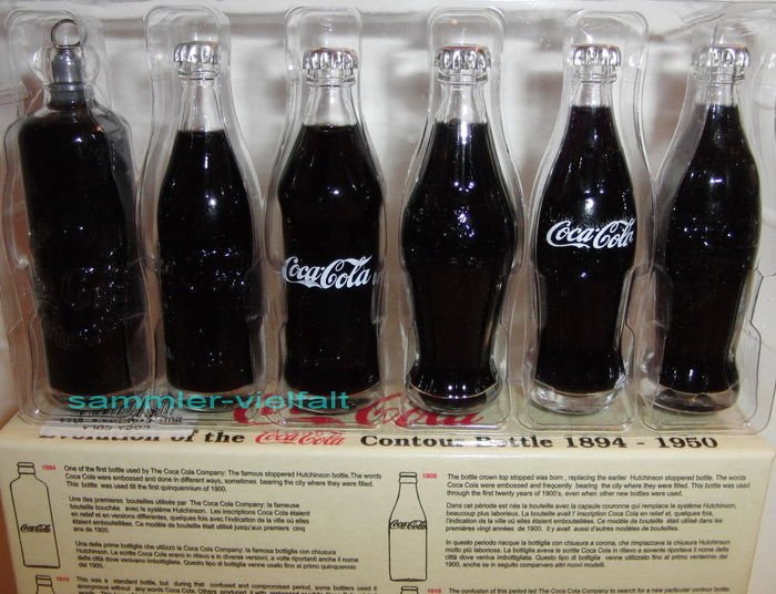 Coca Cola evolution set - collector’s bottles, 1894-1950