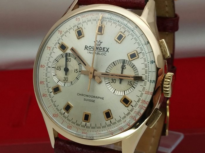 Roundex Chronographe Suisse oro rosa 18kt 37,5mm - orologio da uomo - 1965 circa