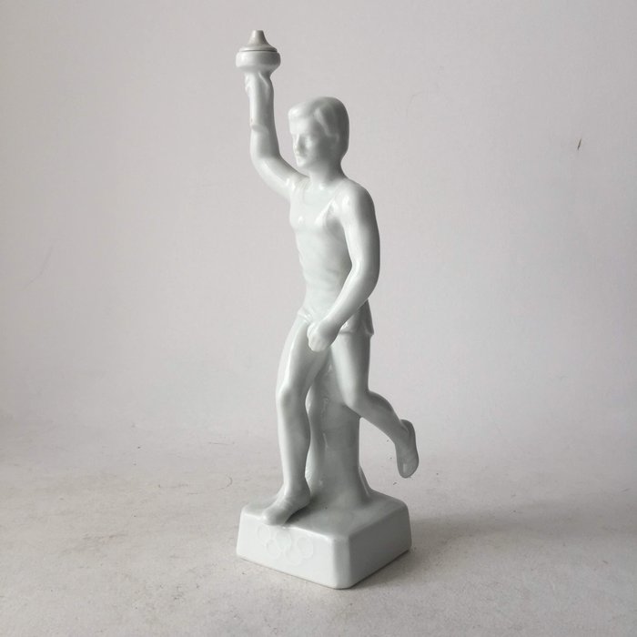 Germany - Summer Olympics porcelain statue of the torch bearer with Olympic rings as design on base - 1936 