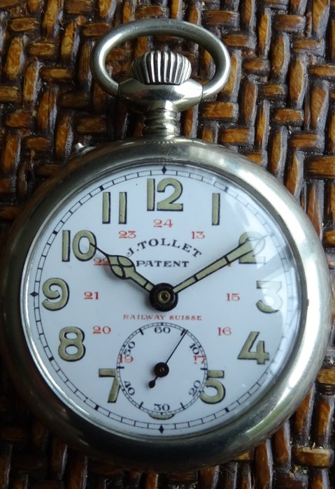 J.TOLLET PATENT RAILWAY SUISSE pocket watch 1906
