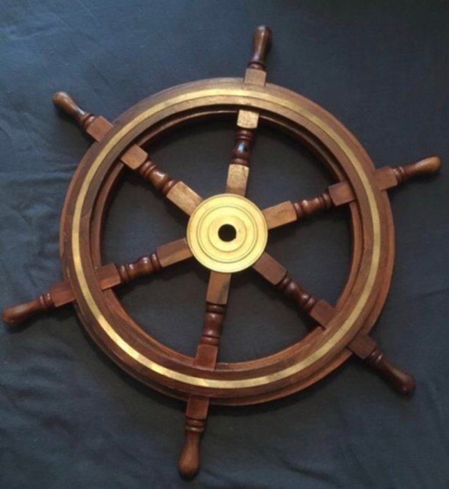 Large wooden boat steering wheel - Catawiki