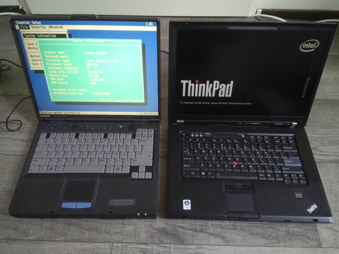 Lot of 2 vintage notebooks - Compaq Armada E500 & Lenovo - Catawiki