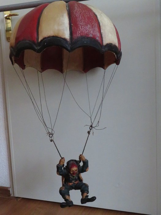 Unique vintage clown with a parachute, 2nd half of 20th century, the Netherlands