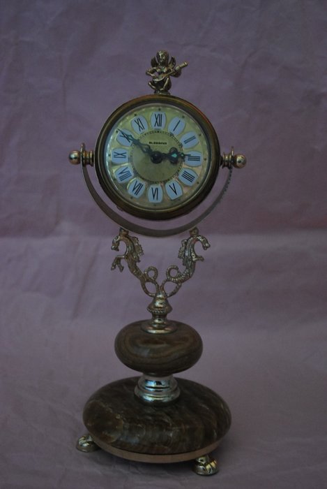 German table clock – Blessing – With alarm – Marble base – Circa 1960.